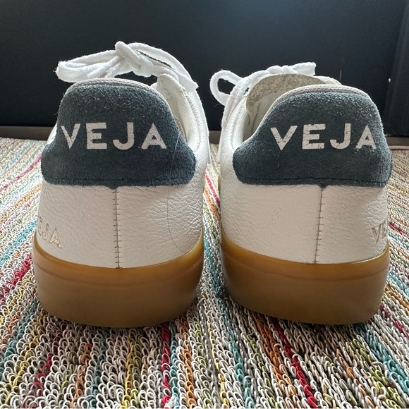 Veja Campo leather white California natural (blue suede/tan soles) sneaker - 6 - Picture 6 of 16